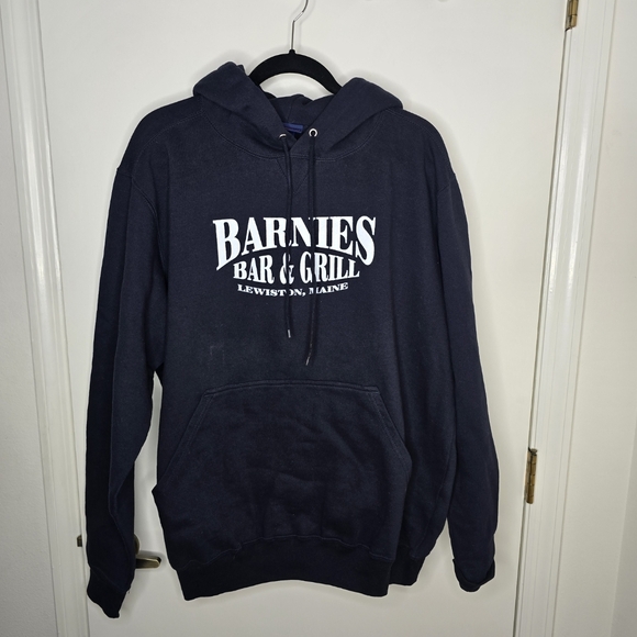 Champs Navy Barnies Bar & Grill Graphic Hoodie NWOT Large - Picture 1 of 5